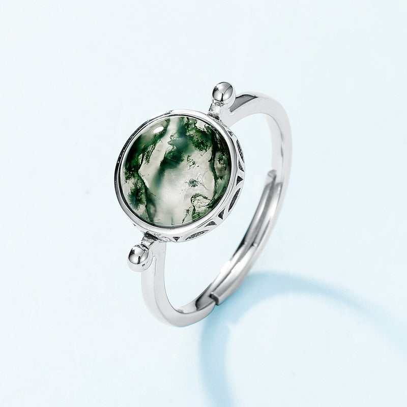 S925 Sterling Silver Jewelry Ring Natural Malachite Gemstone Gold Plating Simple Luxury Rings