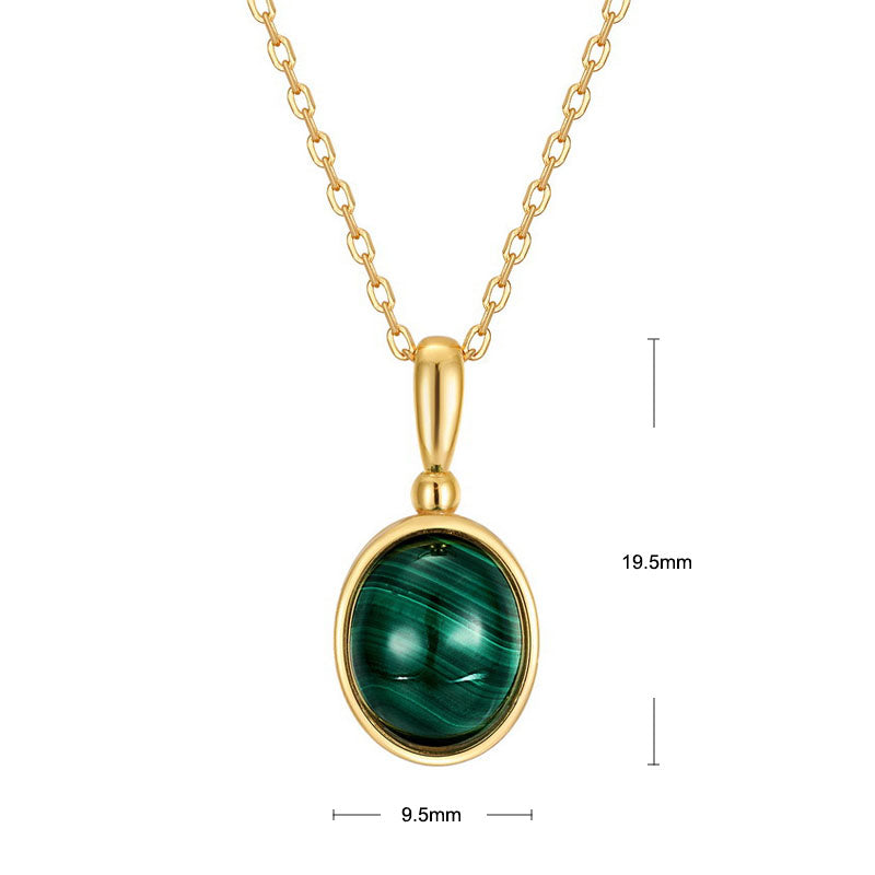 S925 Sterling Silver Jewelry Pendants Natural Malachite Gemstone Gold Plating Necklace Charms