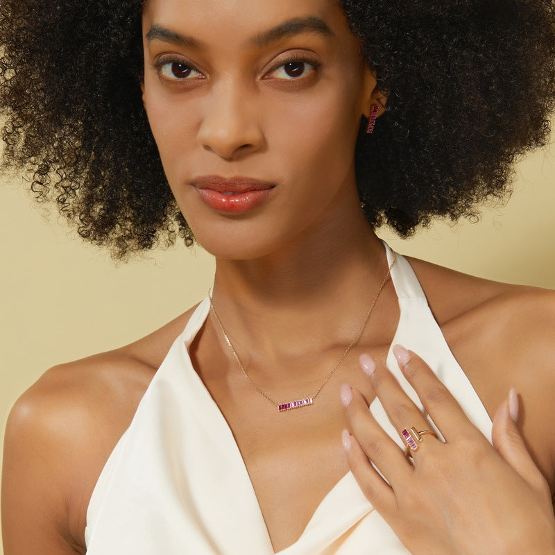 S925 Sterling Silver Jewelry Ring Pink Corundum Gemstone Unique Design Simple Luxury Rings