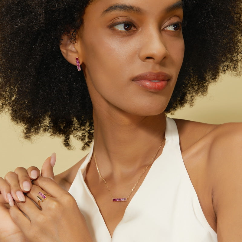 S925 Sterling Silver Jewelry Ring Pink Corundum Gemstone Unique Design Simple Luxury Rings