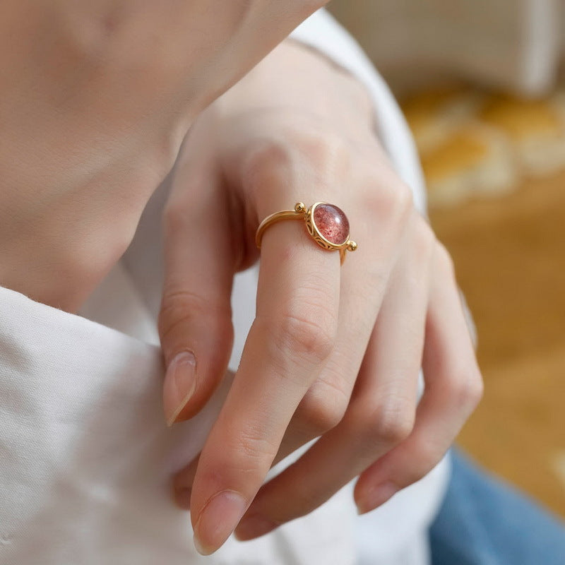 S925 Sterling Silver Jewelry Ring Natural Malachite Gemstone Gold Plating Simple Luxury Rings