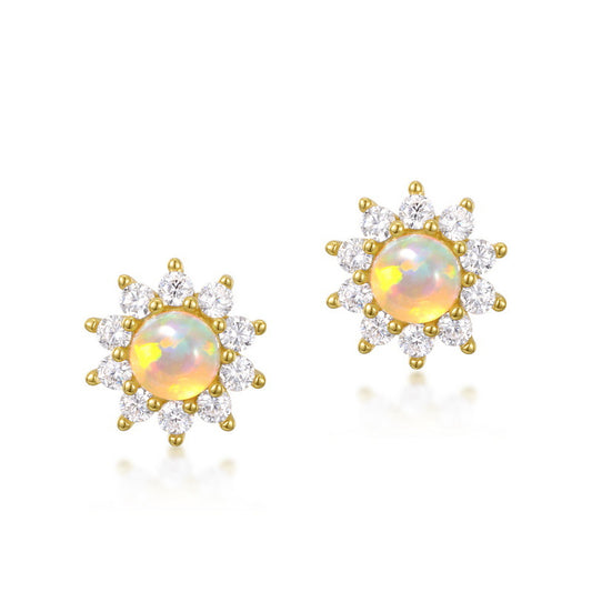 S925 Sterling Silver Jewelry Magical Color Opal Gemstone Cute Star Style Stud Earrings