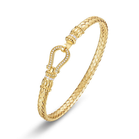 S925 Sterling Silver Jewelry Bangle Hand Made Wire Drawing Craft Silky Surface Texture Knitting Style Bangles