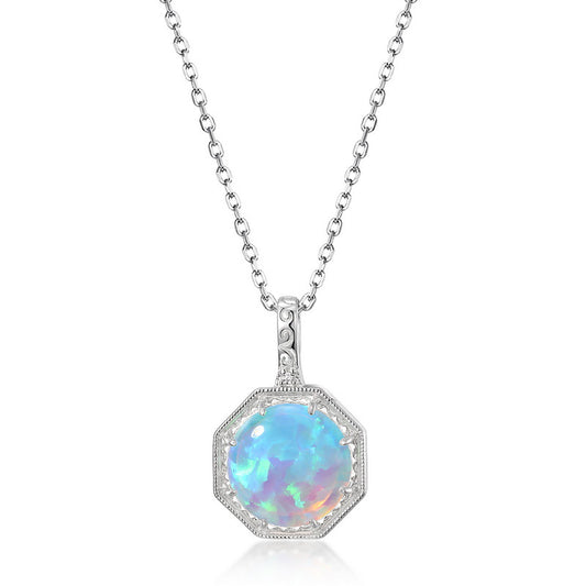 S925 Sterling Silver Jewelry Pendant Magical Color Opal Gemstone Luxury Necklace Pendant