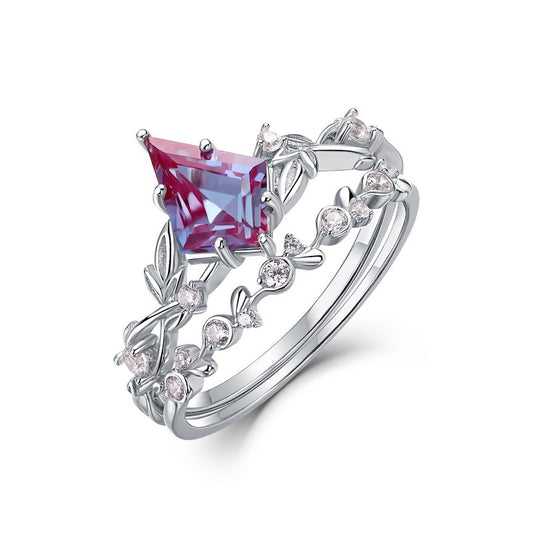 S925 Sterling Silver Jewelry Ring Alexandrite Gemstone Luxury Stacking Rings