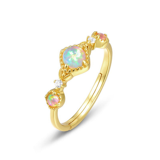 S925 Sterling Silver Jewelry Ring Magical Color Opal Gemstone Elegant Luxury Rings
