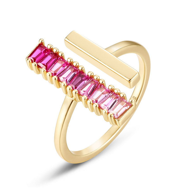 S925 Sterling Silver Jewelry Ring Pink Corundum Gemstone Unique Design Simple Luxury Rings