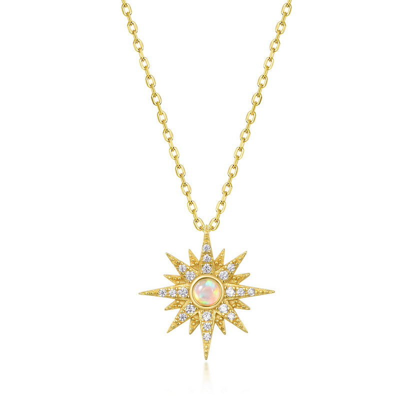 S925 Sterling Silver Jewelry Pendants Opal Gemstone Starlight Style Necklace Charms