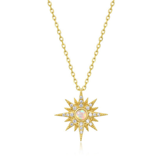 S925 Sterling Silver Jewelry Pendants Opal Gemstone Starlight Style Necklace Charms