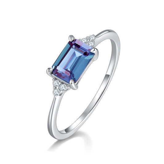 S925 Sterling Silver Jewelry Ring Alexandrite Gemstone Ins Style Fine Jewelry Rings