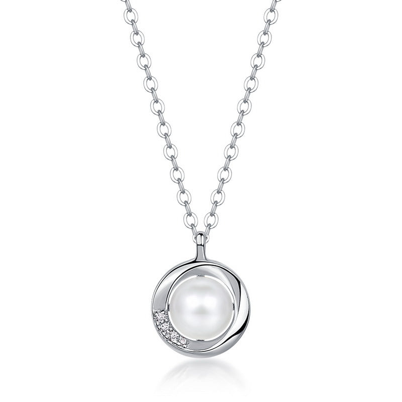 S925 Sterling Silver Jewelry Necklace Natural Freshwater Pearl Gemstone Simple Luxury Necklace