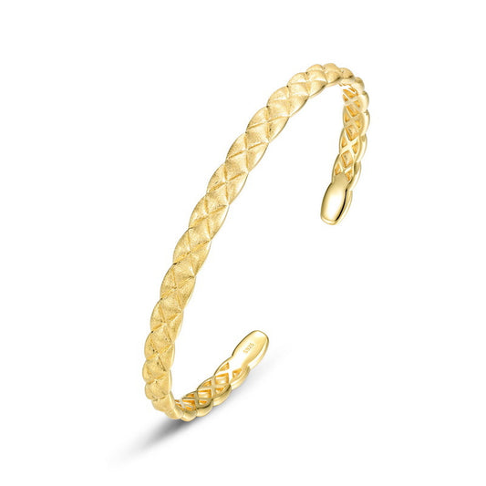 S925 Sterling Silver Jewelry Bangle Hand Made Wire Drawing Craft Silky Texture Interlaced Design Bangles