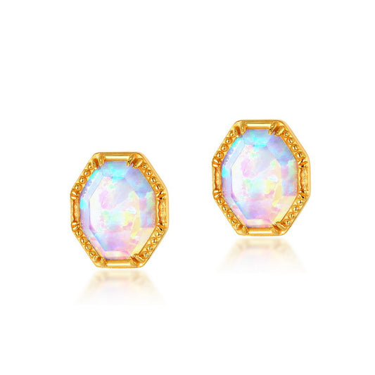 S925 Sterling Silver Jewelry Earrings Gold Plating Opal Gemstone Luxury Earrings