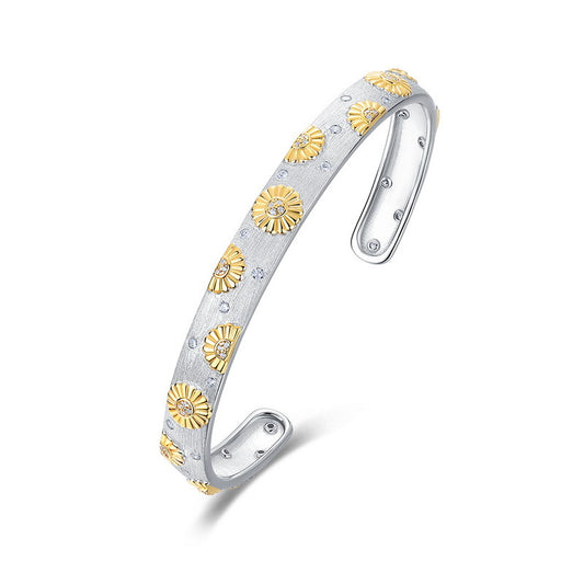 S925 Sterling Silver Jewelry Bangle Hand Made Wire Drawing Craft Silky Surface Texture Bangles