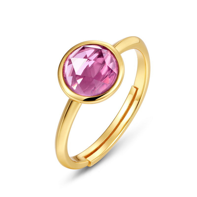 S925 Sterling Silver Jewelry Ring Natural Amethyst Gemstone Gold Plating Elegant Rings