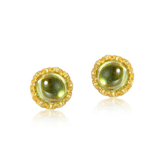 S925 Sterling Silver Jewelry Earrings Peridot Gemstone Vintage Palace Style Stud Earrings