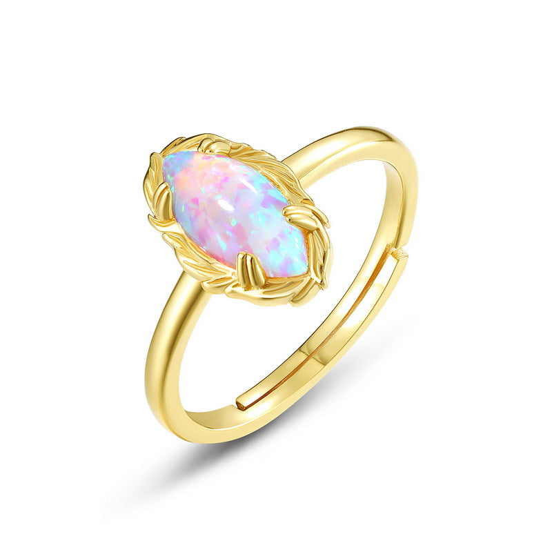 S925 Sterling Silver Jewelry Ring Opal Gemstone Mariquesa Style Charming Rings