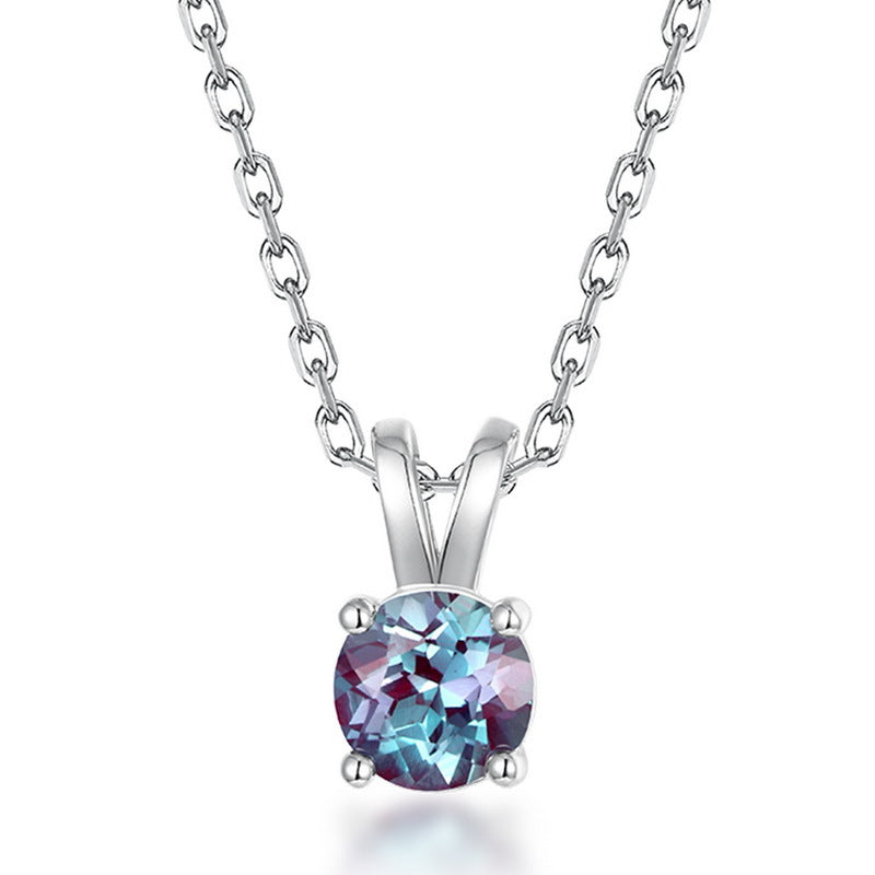 S925 Sterling Silver Jewelry Necklace Pendant Alexandrite Gemstone Cute Rabbit Pendant