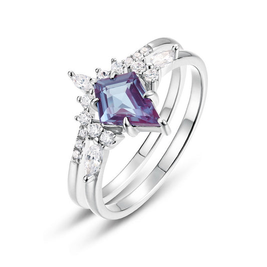 S925 Sterling Silver Jewelry Ring Alexandrite Gemstone Fashion Style Stacking Rings