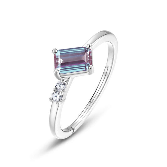 S925 Sterling Silver Jewelry Ring Alexandrite Gemstone Unique Personality Rings