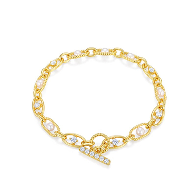 S925 Sterling Silver Jewelry Bracelet Shell Pearl and White Zircon Unique Design Bracelets