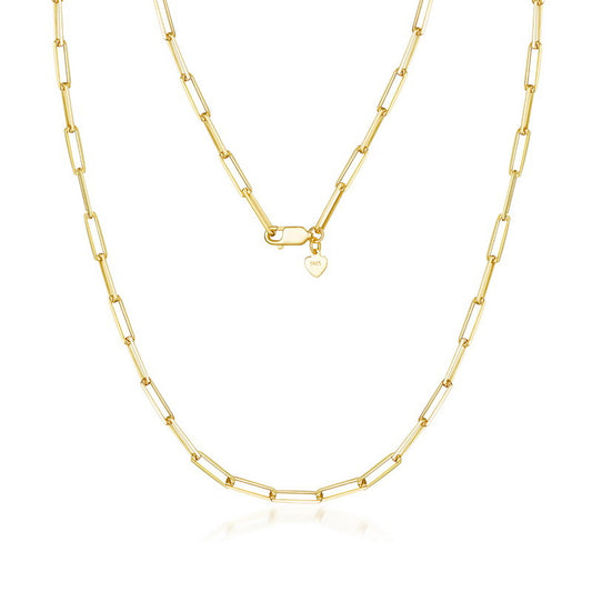 S925 Sterling Silver Jewelry Chain Gold Plating Clip Interlock Style Necklace Chains