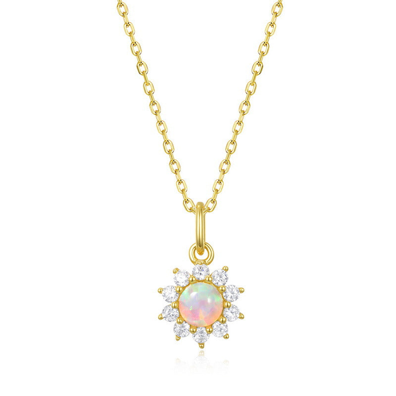 S925 Sterling Silver Jewelry Charms Magical Color Opal Gemstone Star Style Necklace Pendant
