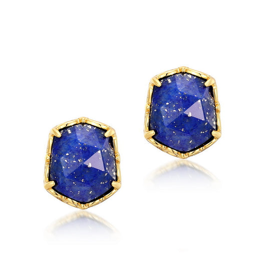 S925 Sterling Silver Jewelry Earrings Natural Lapis Lazuli Gemstone Simple Luxury Earrings