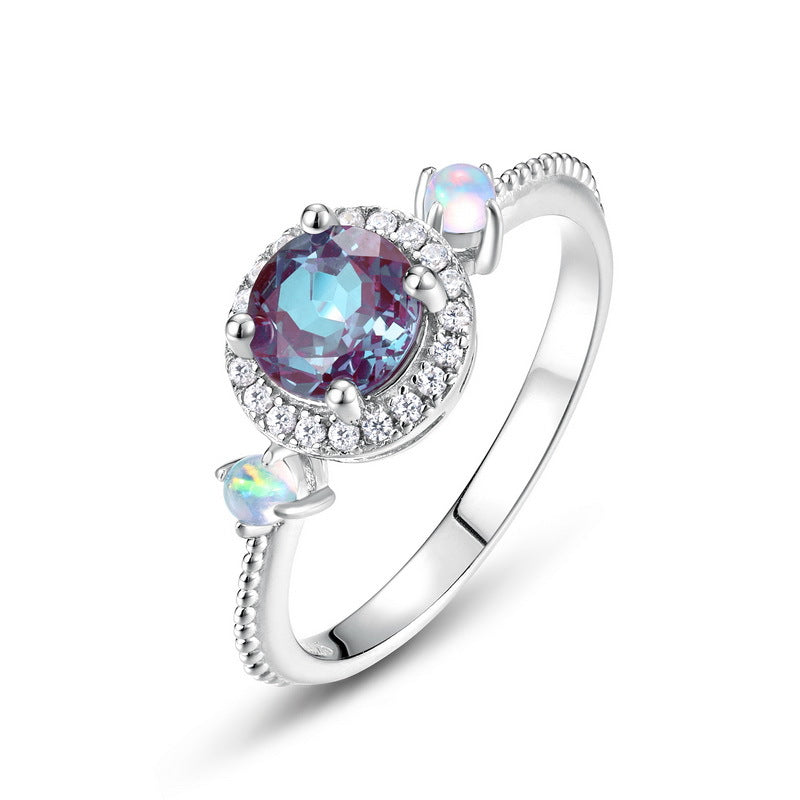 S925 Sterling Silver Jewelry Ring Alexandrite Gemstone Luxury Fine Jewelry Rings