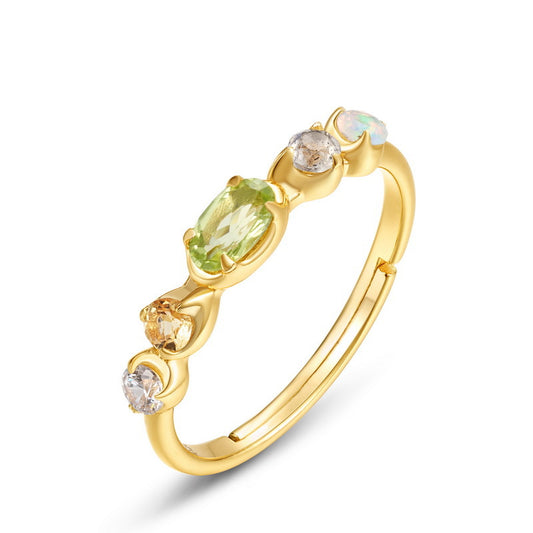 S925 Sterling Silver Jewelry Rings Natural Peridot Custom Made Simple Luxury Ring