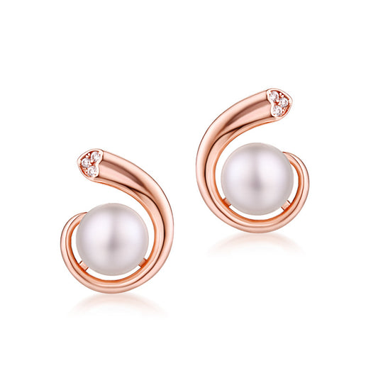 S925 Sterling Silver Jewelry Earrings Natural Freshwater Pearl Gemstone Rose Gold Plating Earrings
