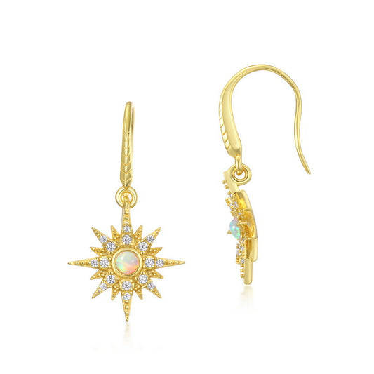 S925 Sterling Silver Jewelry Earrings Opal Gemstone Starlight Style Luxury Earrings