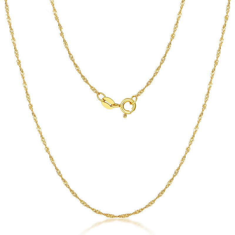 S925 Sterling Silver Jewelry Chain Gold Plating Water Wave Style Necklace Chains