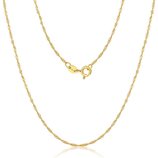 S925 Sterling Silver Jewelry Chain Gold Plating Water Wave Style Necklace Chains