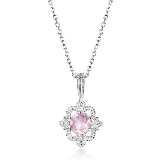S925 Sterling Silver Jewelry Charms Gold Plating Natural Rose Quartz Necklace Pendants