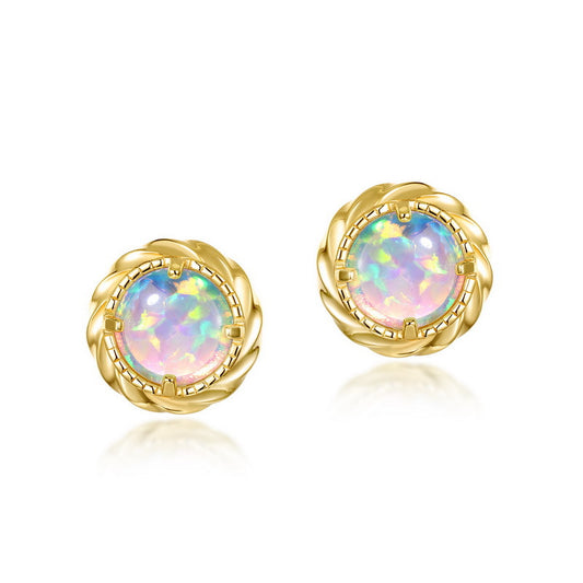 S925 Sterling Silver Jewelry Exquisite Opal Gemstone Simple Luxury Stud Earrings