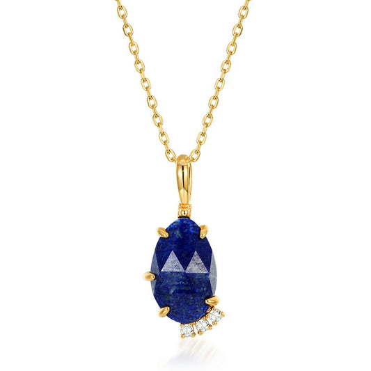 S925 Sterling Silver Jewelry Pendants Natural Lapis Lazuli Gemstone Choker Necklace Charms