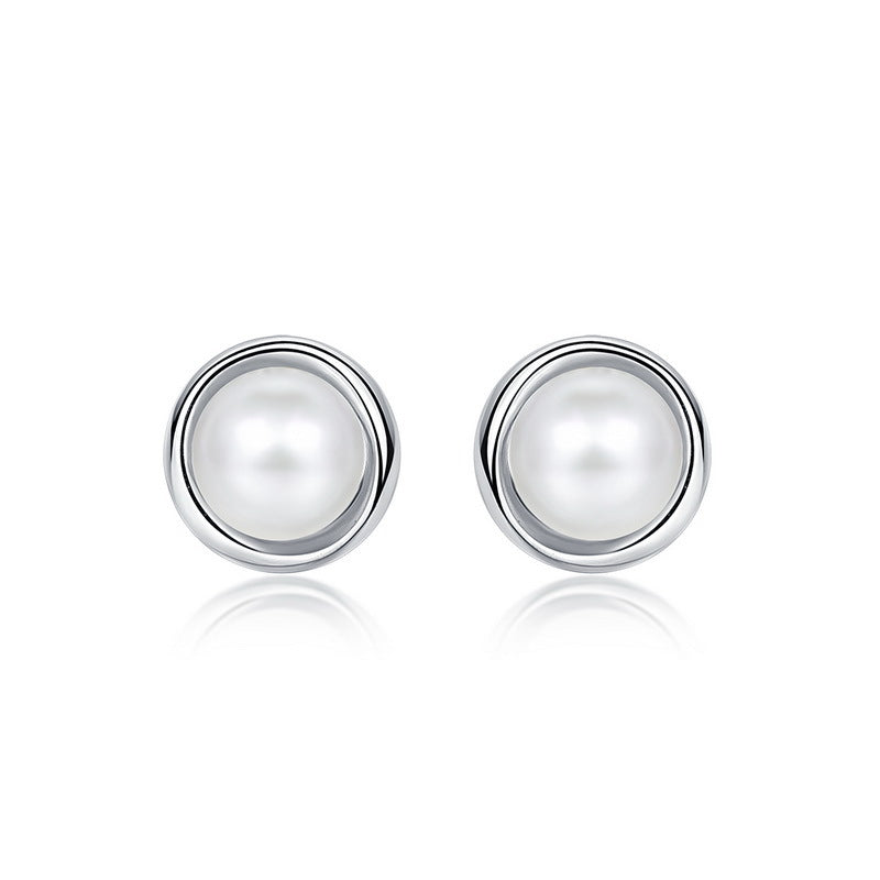 S925 Sterling Silver Jewelry Earrings Natural Freshwater Pearl Gemstone Simple Luxury Earrings