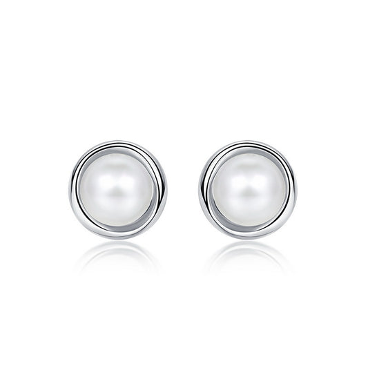 S925 Sterling Silver Jewelry Earrings Natural Freshwater Pearl Gemstone Simple Luxury Earrings