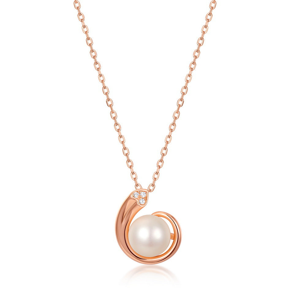 S925 Sterling Silver Jewelry Pendants Natural Freshwater Pearl Gemstone Rose Gold Necklace Charms