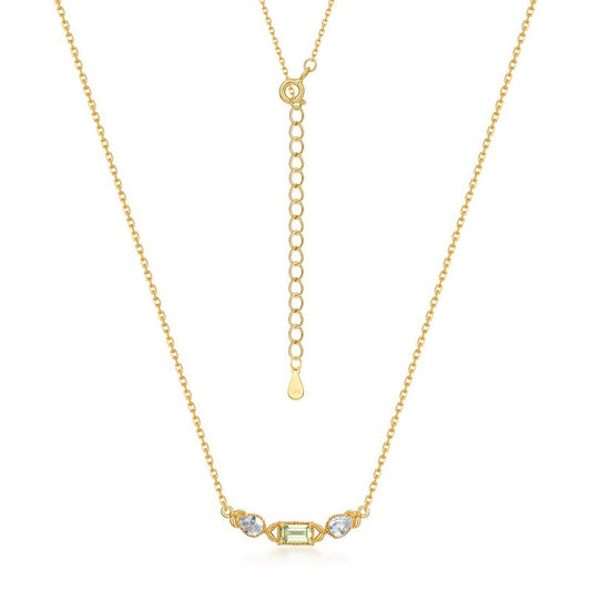 S925 Sterling Silver Jewelry Necklaces Peridot Gemstone Simple Luxury Choker Necklace