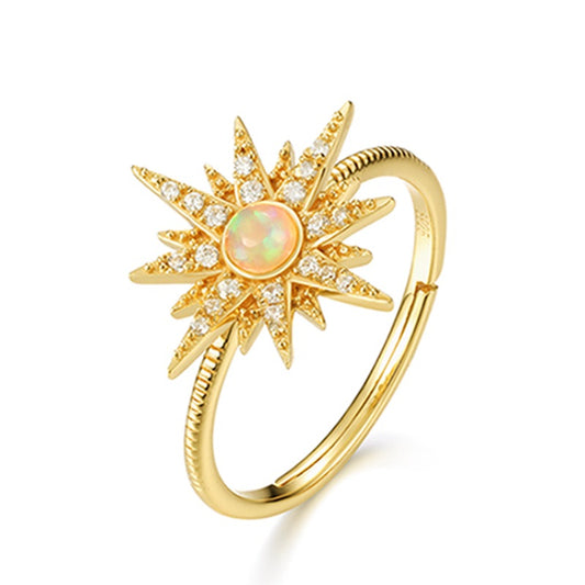 S925 Sterling Silver Jewelry Ring Opal Gemstone Starlight Style Simple Luxury Rings