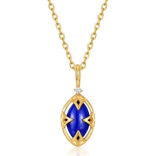 S925 Sterling Silver Jewelry Pendants Natural Lapis Lazuli Gemstone Necklace Charms