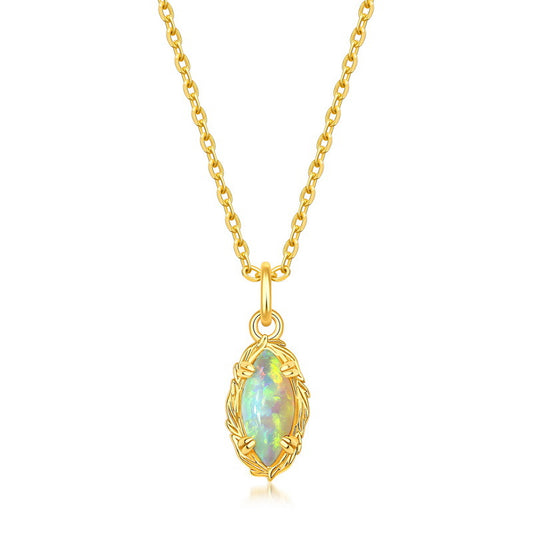 S925 Sterling Silver Jewelry Pendants Opal Gemstone Mariquesa Style Necklace Charms