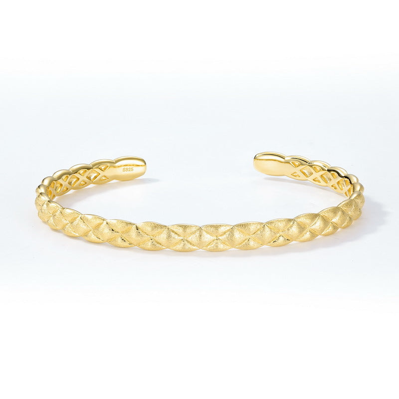 S925 Sterling Silver Jewelry Bangle Hand Made Wire Drawing Craft Silky Texture Interlaced Design Bangles