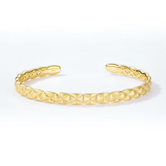 S925 Sterling Silver Jewelry Bangle Hand Made Wire Drawing Craft Silky Texture Interlaced Design Bangles