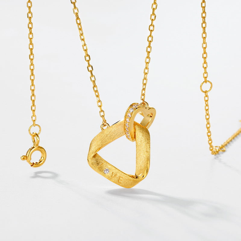 S925 Sterling Silver Jewelry Necklace White Zircon Gemstone Brushed Finish Charms Necklaces