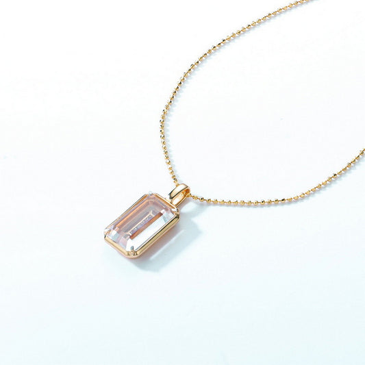 S925 Sterling Silver Jewelry Pendants Natural Clear Quartz Gemstone Necklace Charms