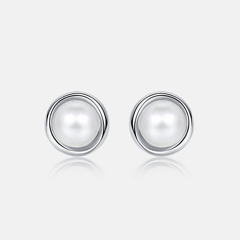 S925 Sterling Silver Jewelry Earrings Natural Freshwater Pearl Gemstone Simple Luxury Earrings
