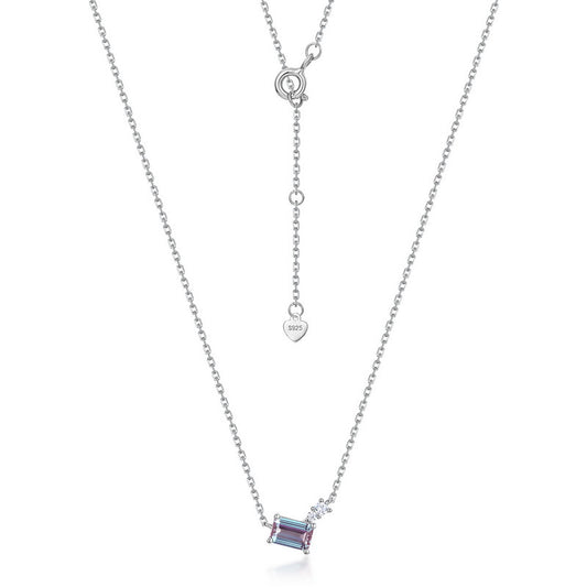 S925 Sterling Silver Jewelry Necklace Alexandrite Gemstone Simple Luxury Charms Necklace